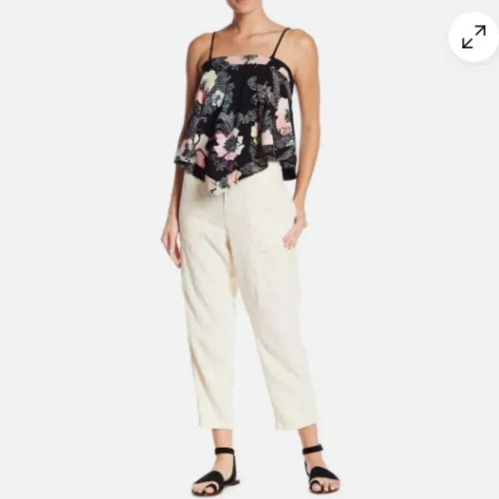 FREE PEOPLE Womens Pants Palmer Utility Cream Canvas White Size S OB812043